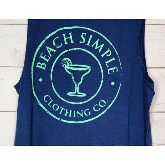 Beach Simple Clothing Co. Graphics Blue Cotton Tank Top - Picture 7 of 10
